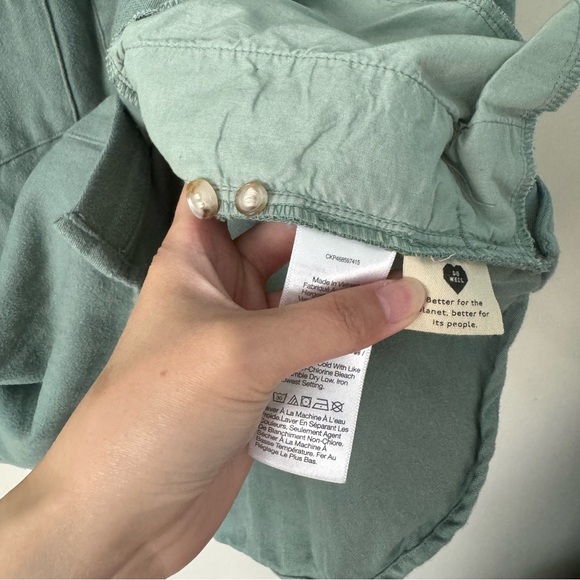 Madewell Drapey Moleskin Button-Down Shirt Size Small Pale Eucalyptus - Picture 8 of 11